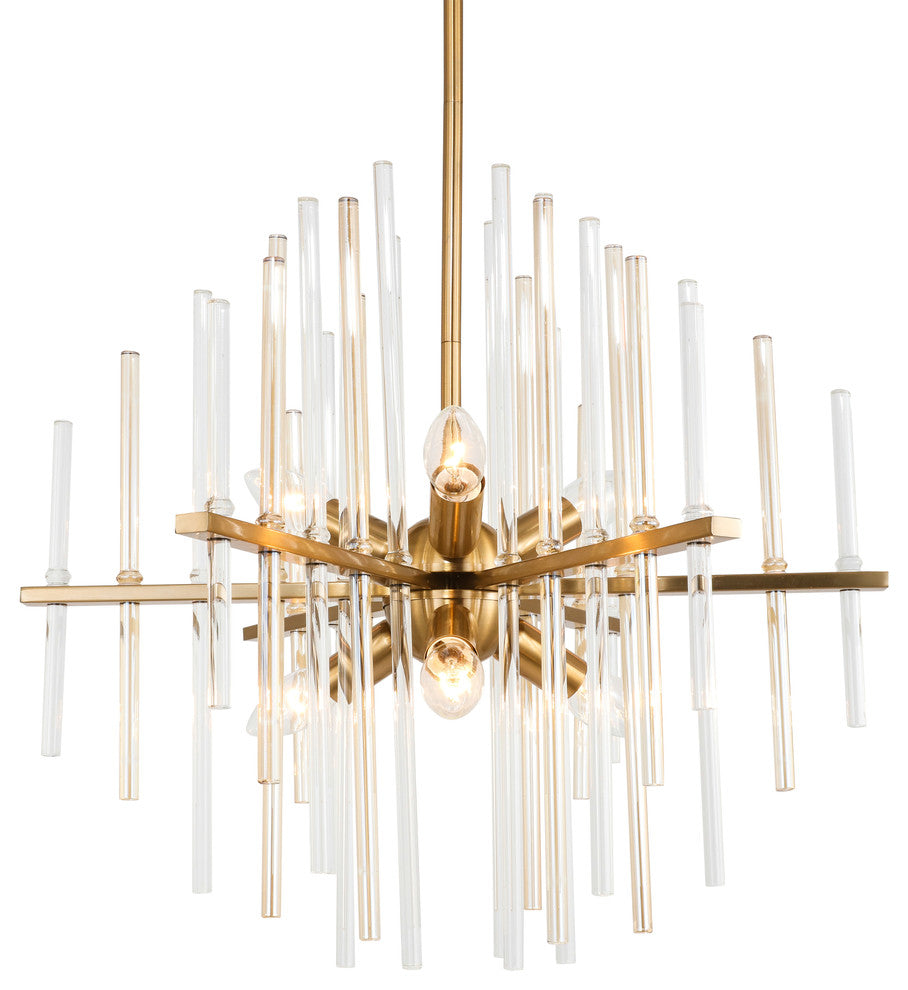 Woodbridge Lighting 20116CBR Spires 6-Light Chandelier, Clear, Plated Amber