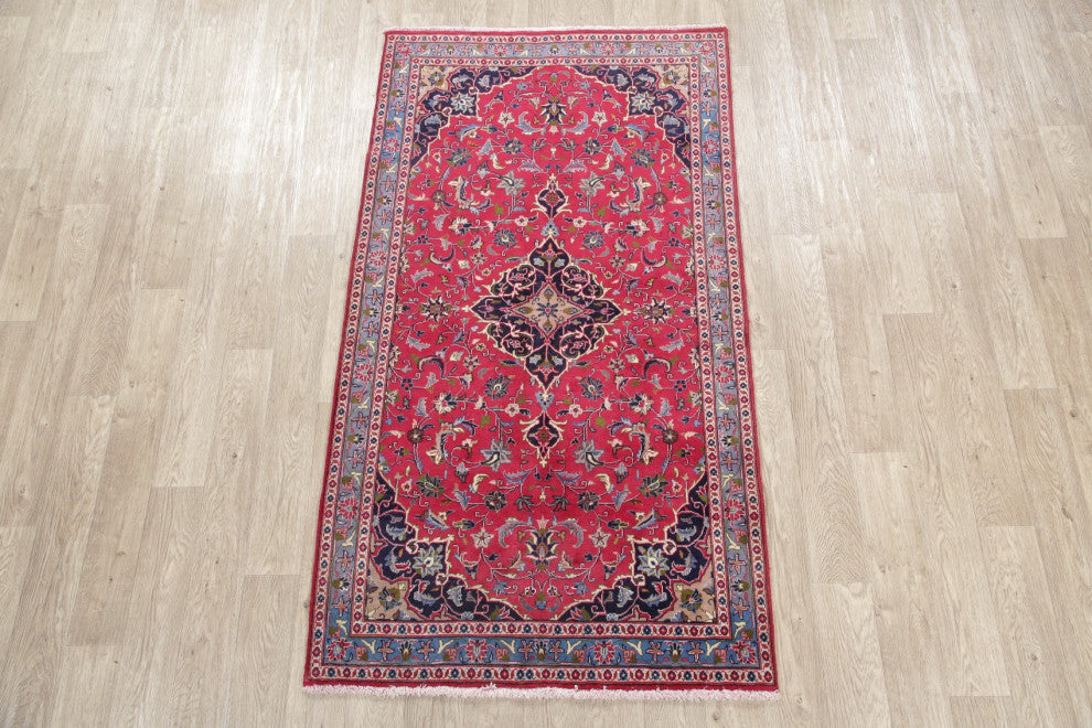 Consigned, Oriental Traditional Vintage Hand-Knotted Persian Area Rug, Red, 4x7
