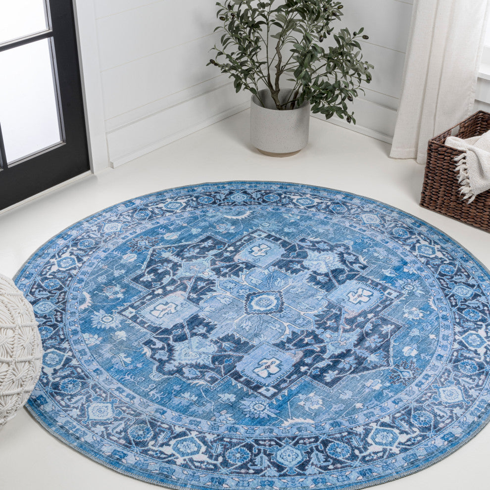 Maris Ornate Medallion Machine-Washable Area Rug