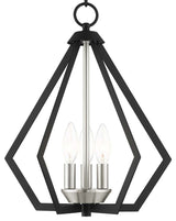 Livex Lighting 40923 Prism 3 Light 14"W Taper Candle Foyer - Black with Brushed