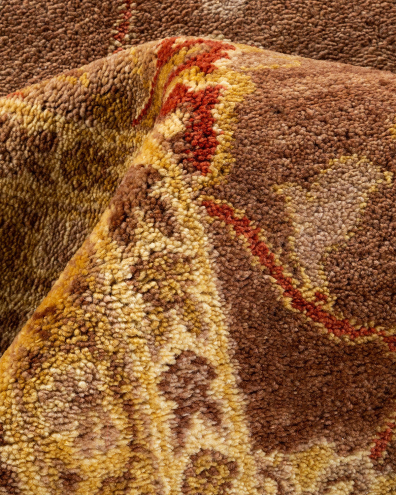 Eclectic, One-of-a-Kind Hand-Knotted Area Rug Brown, 12' 0 x 14' 10
