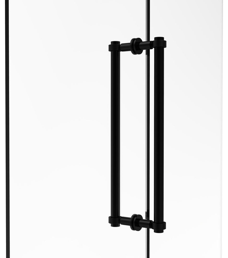 Contemporary 18" Grooved Accent Back to Back Shower Door Pull, Matte Black