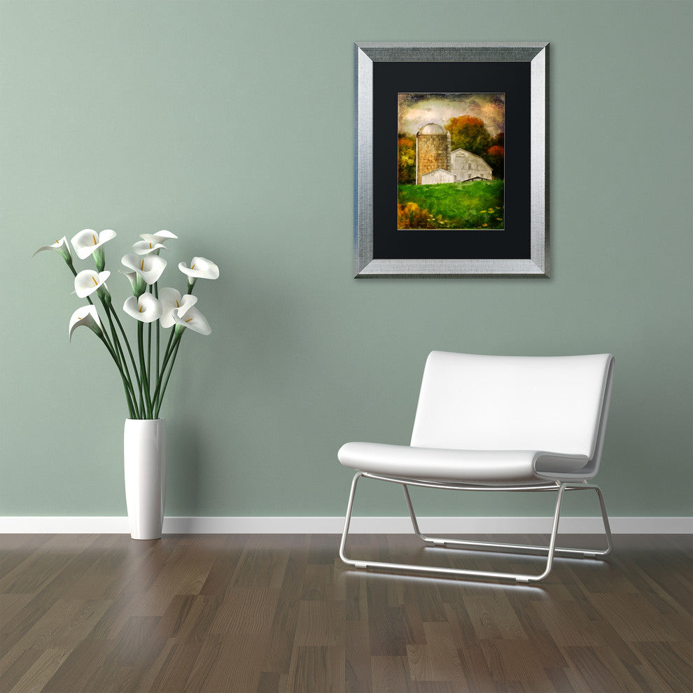 Lois Bryan 'Down on the Farm' Art, Silver Frame, Black Matte, 11"x14"