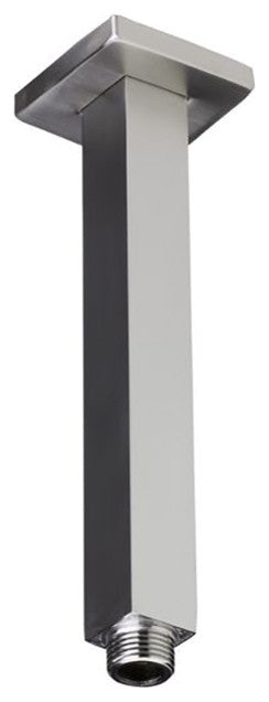 Ceiling Mount Square Shower Arm With Flange Cover by SereneDrains, Brushed Satin, 6"
