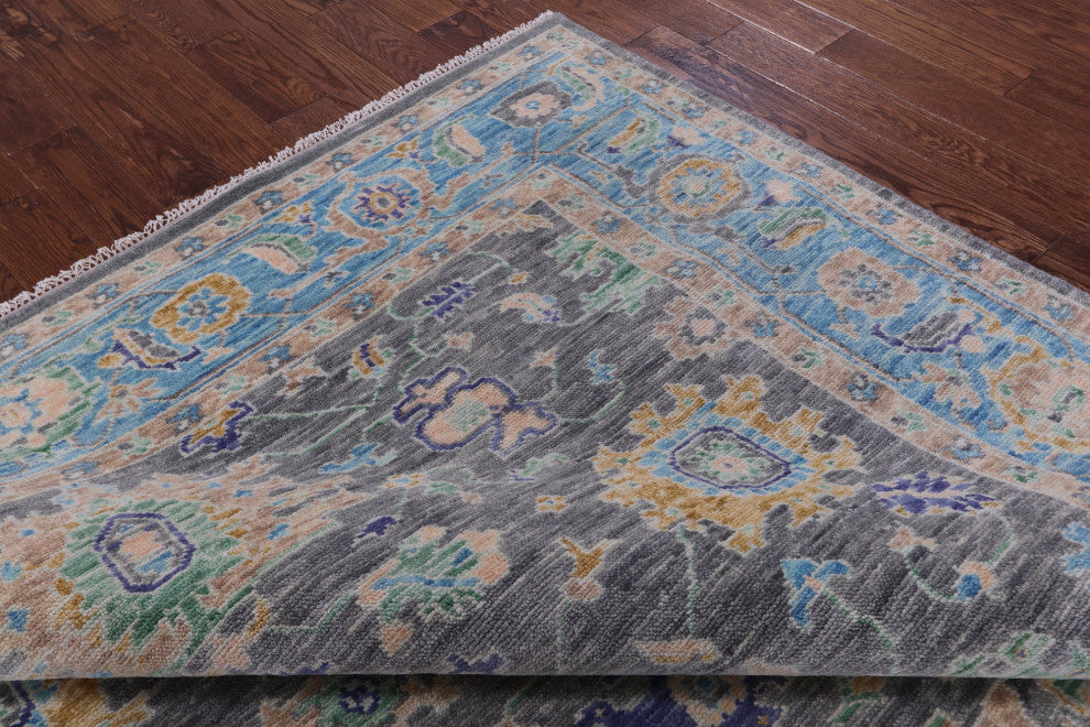 8' Square Handmade Turkish Oushak Wool Rug - Q13440