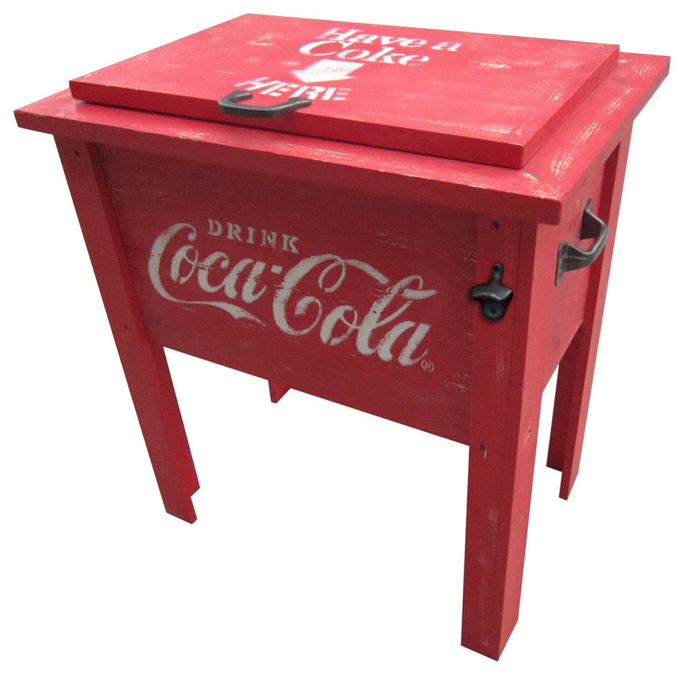Coke Cooler 54Qt Wood Vintg Red