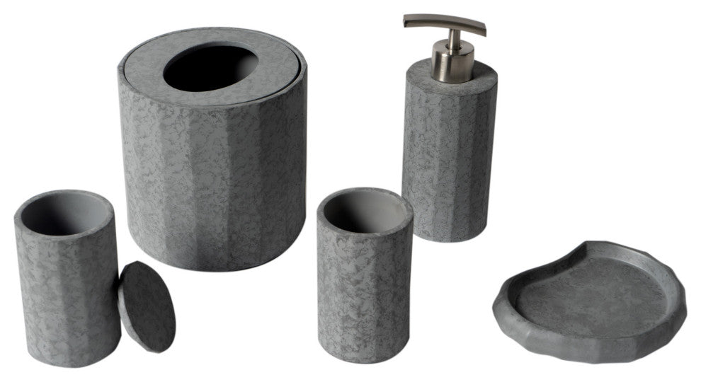 ALFI brand ABCO1022 5 Piece Solid Concrete Gray Matte Bathroom Accessory Set