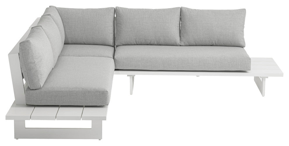 Maldives Outdoor Patio Sectional, Grey, White Frame