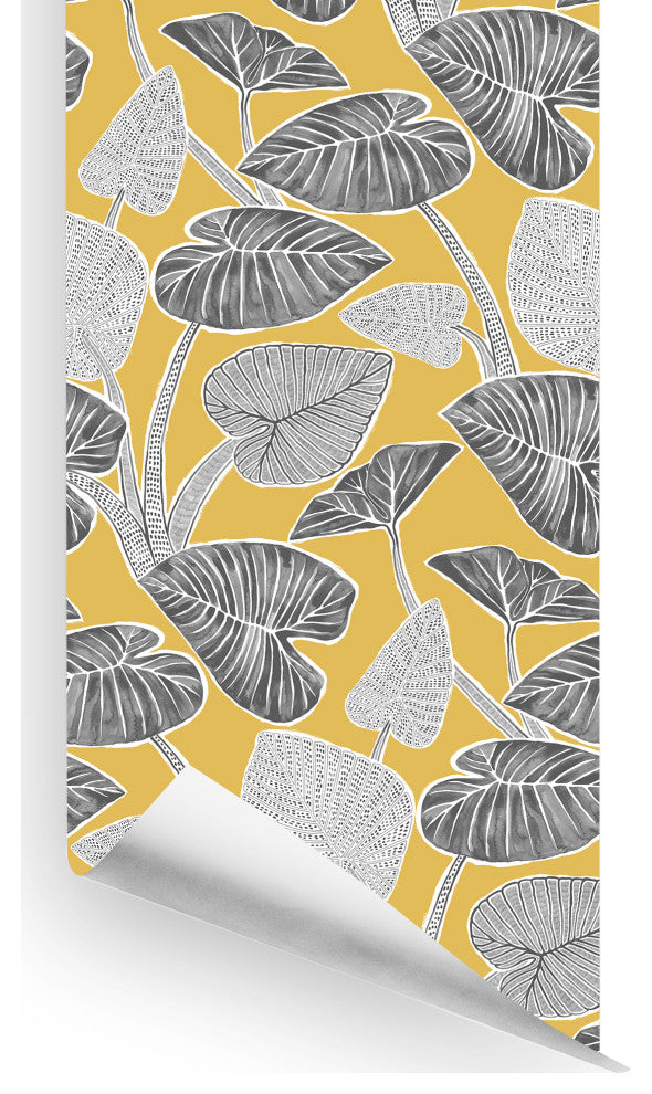 Palma Wallcovering, Mustard, Roll, Traditional