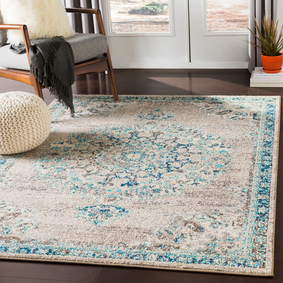 Morocco Updated Traditional Light Gray, Camel Area Rug, 2'x3'