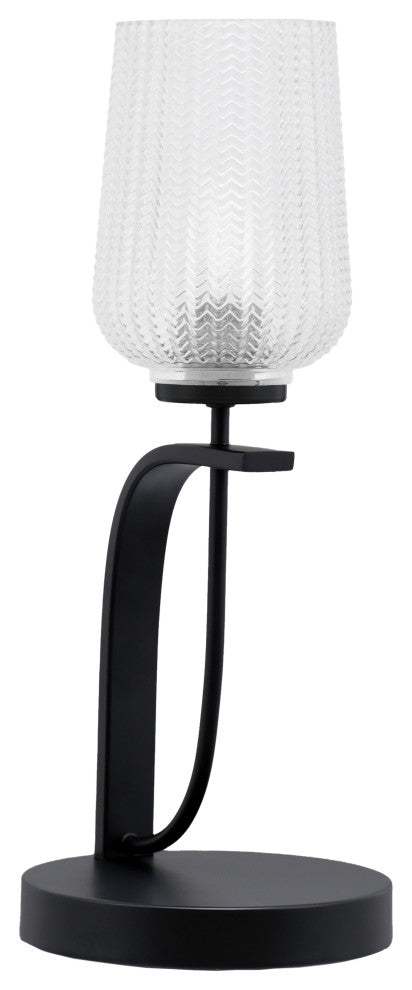 Cavella 1 Light Accent Lamp, Matte Black Finish, 5" Clear Textured Glass