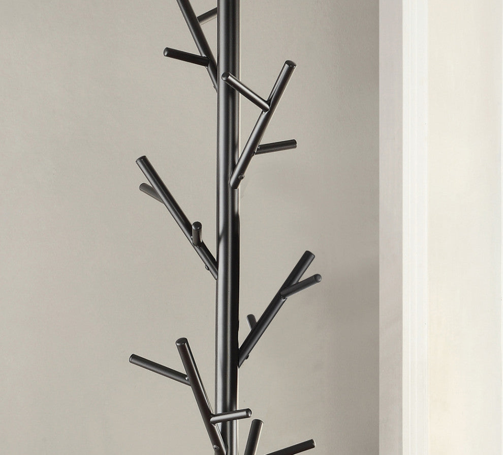 Metal 18-Hook Coat Rack With Heavy Duty Base, Black