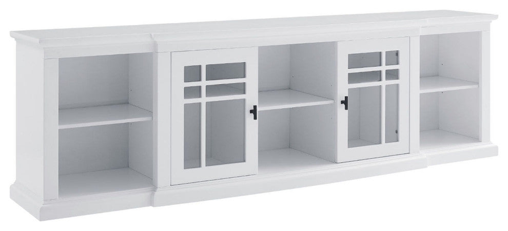 Classic Detailed Glass-Door Storage TV Stand for TVs up to 88"? "“ White