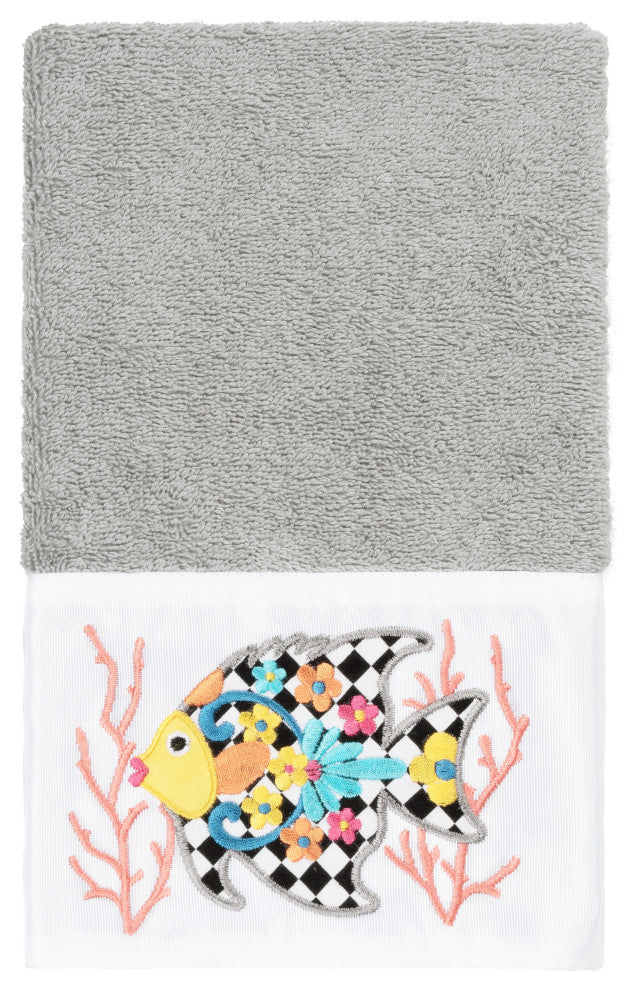 Linum Home Turkish Cotton Feliz 3-Piece Embellished Towel Set, Light Gray