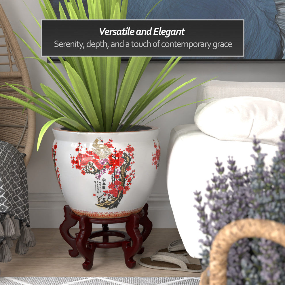 16" Cherry Blossom Porcelain Fishbowl