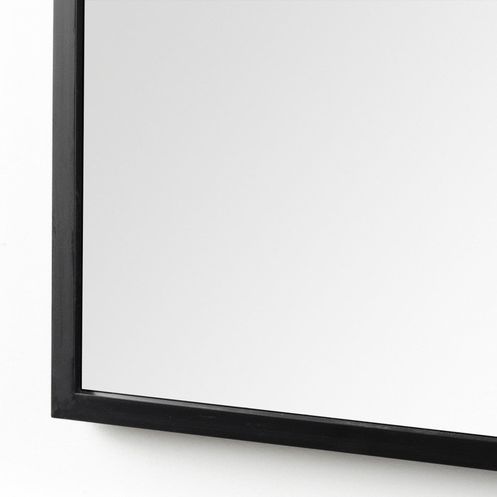 Giovanna Black Metal Frame Arched Rectangular Wall Mirror, 49" x 24"