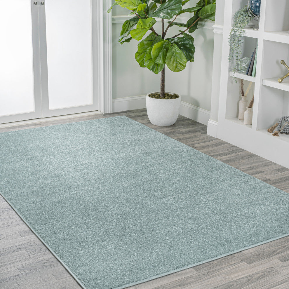 Haze Solid Low-Pile Light Blue 12 ft. x 15 ft. Area Rug