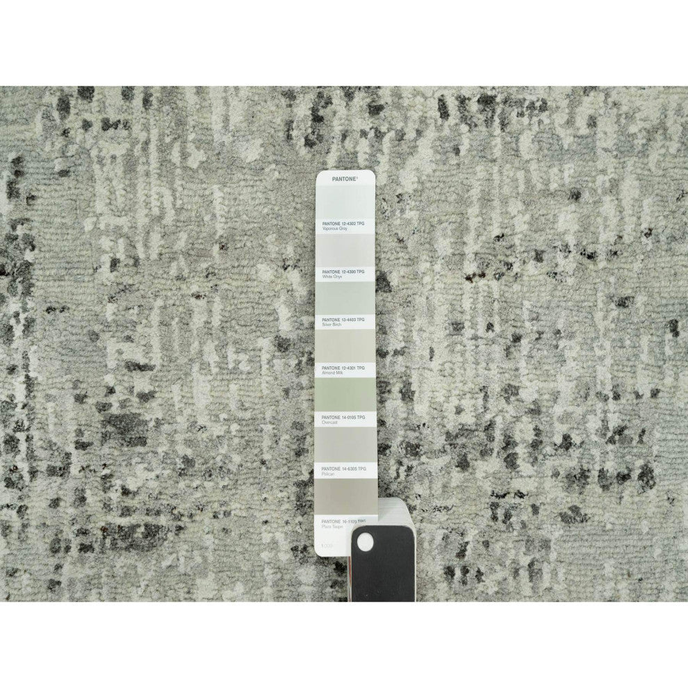 Gray Hand knotted Hand Spun Undyed Wool XL Runner Modern Rug 2'6"x31'8"