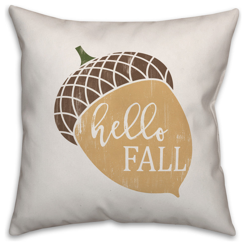 Hello Fall Acorn 18"x18" Throw Pillow