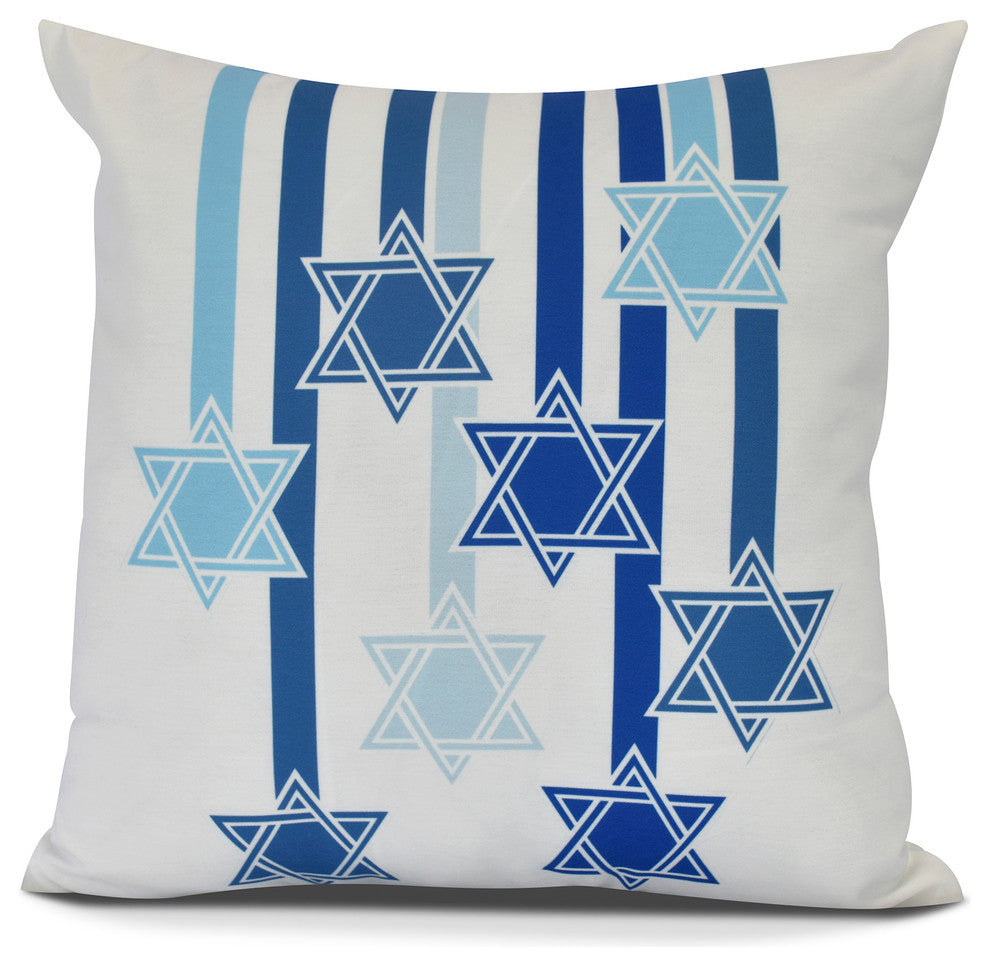 Shooting Stars, Geometric Print Outdoor Pillow, White, 20" x 20"