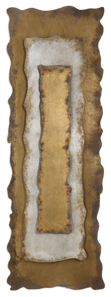 Rustic Metal Large Gold Silver Bronze Wall Panel 60 in Tall Industrial Loft