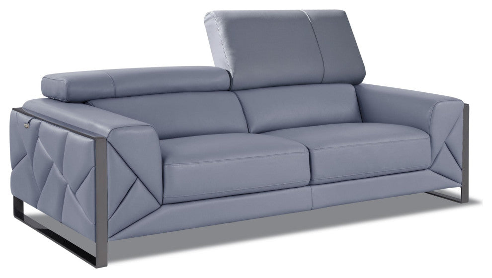 Trento Genuine Italian Leather Modern Sofa Light Blue