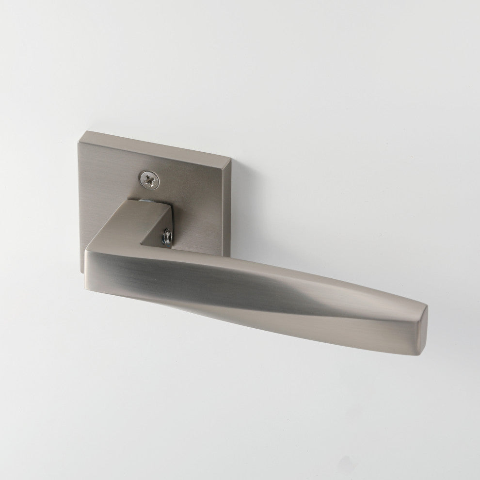 Modern Heavy Duty Designer Interior Door Lever - Convex Collection, Satin Nickel, Double Dummy
