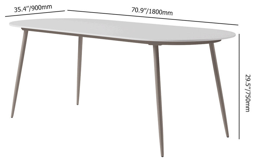 6 - Person Oval Faux Marble Top & Aluminum Outdoor Patio Dinning Table