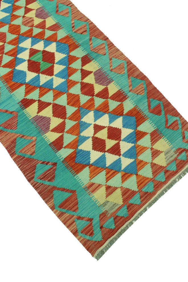 Sangat Kilim Jayme Red/Green Runner, 2'8x16'1