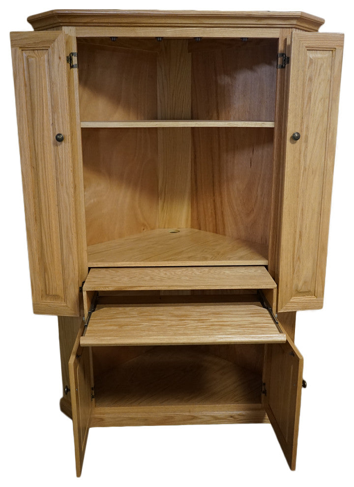 Eagle Furniture Classic Oak Corner Computer Armoire Work Station, Light Oak
