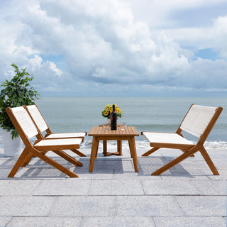 Safavieh Kobina 5 Piece Outdoor Living Set, Natural/White