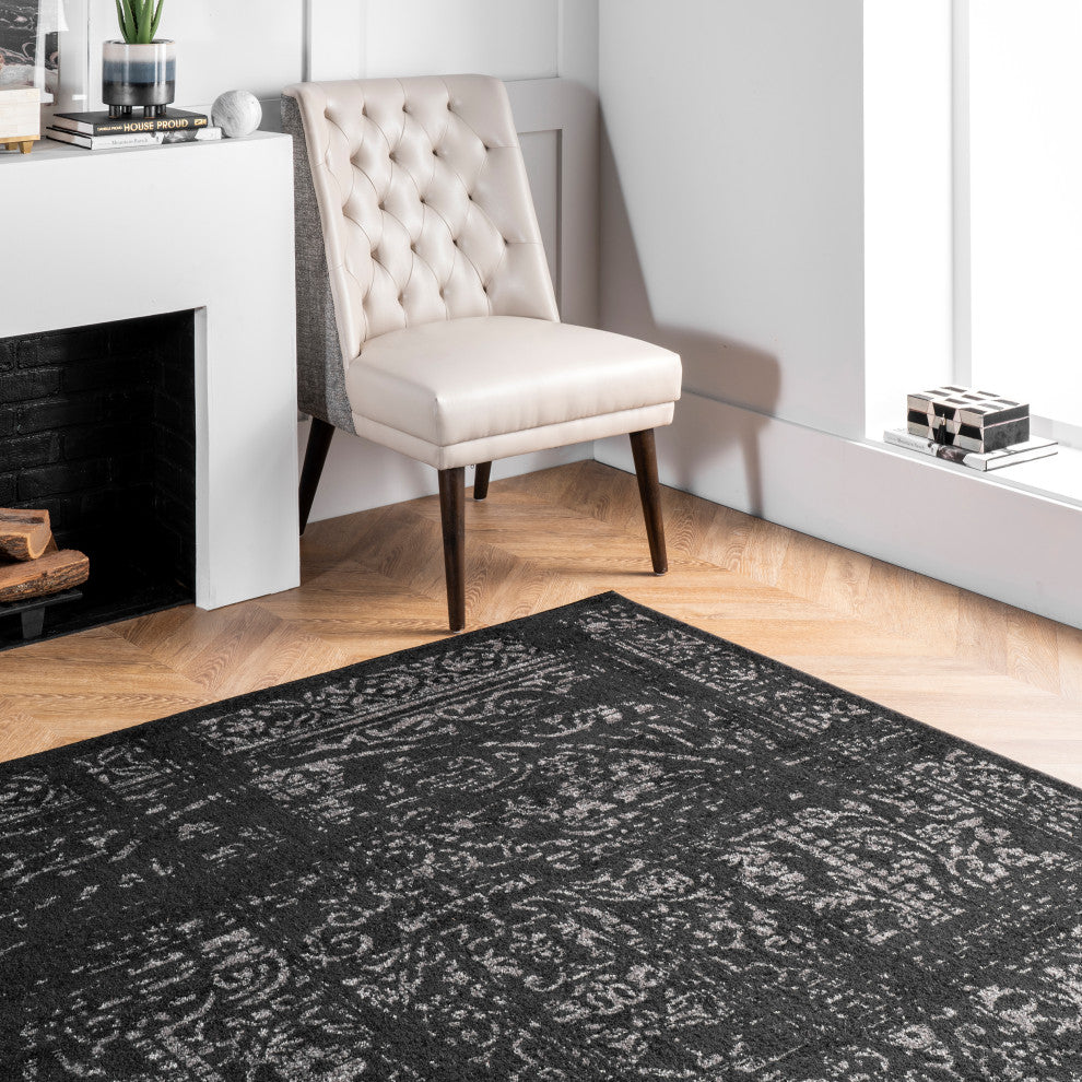 Nuloom Ring Around The Rosette Area Rug, Black 7'6"x9'6"