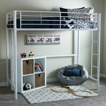 Roseto WEIF11679 Twin Steel Loft Bed - Silver