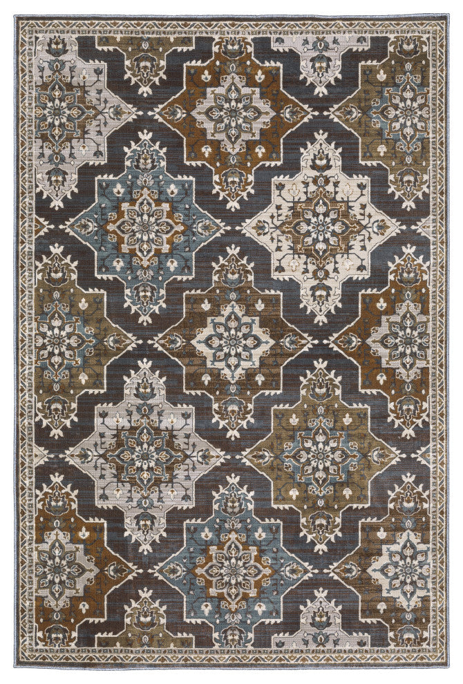 Oriental Weavers Ellington ELL07 Geometric Rug, Blue, 3'10"x5'5"