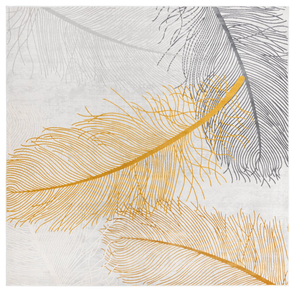 Unique Loom Camilla Finsbury Rug, Yellow Gray, 7'10"x7'10