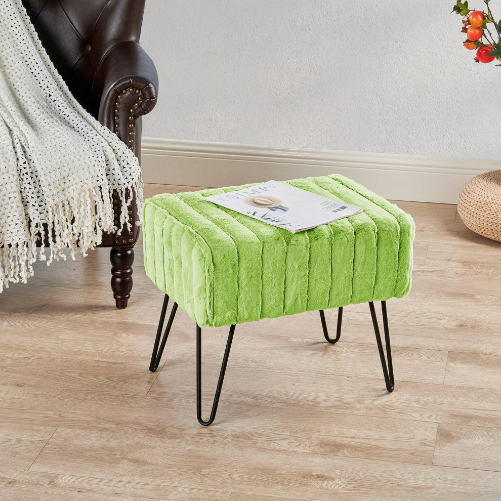 Serenta Super Mink Ottoman, Nile Green, 19''x13''x17''