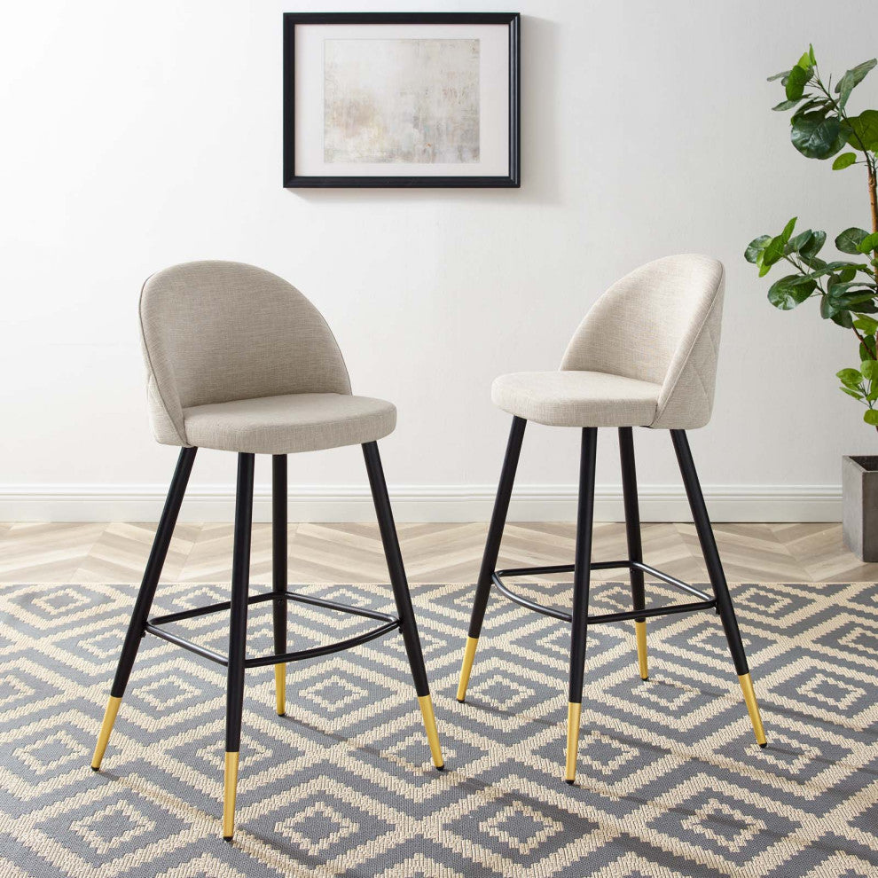 Cordial Fabric Bar Stools - Set of 2-Beige