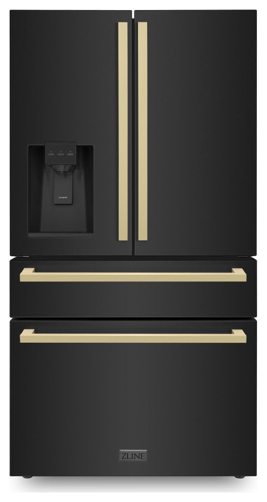 ZLINE Black Stainless Refrigerator With Water RFMZ-W-36-BS-FCB