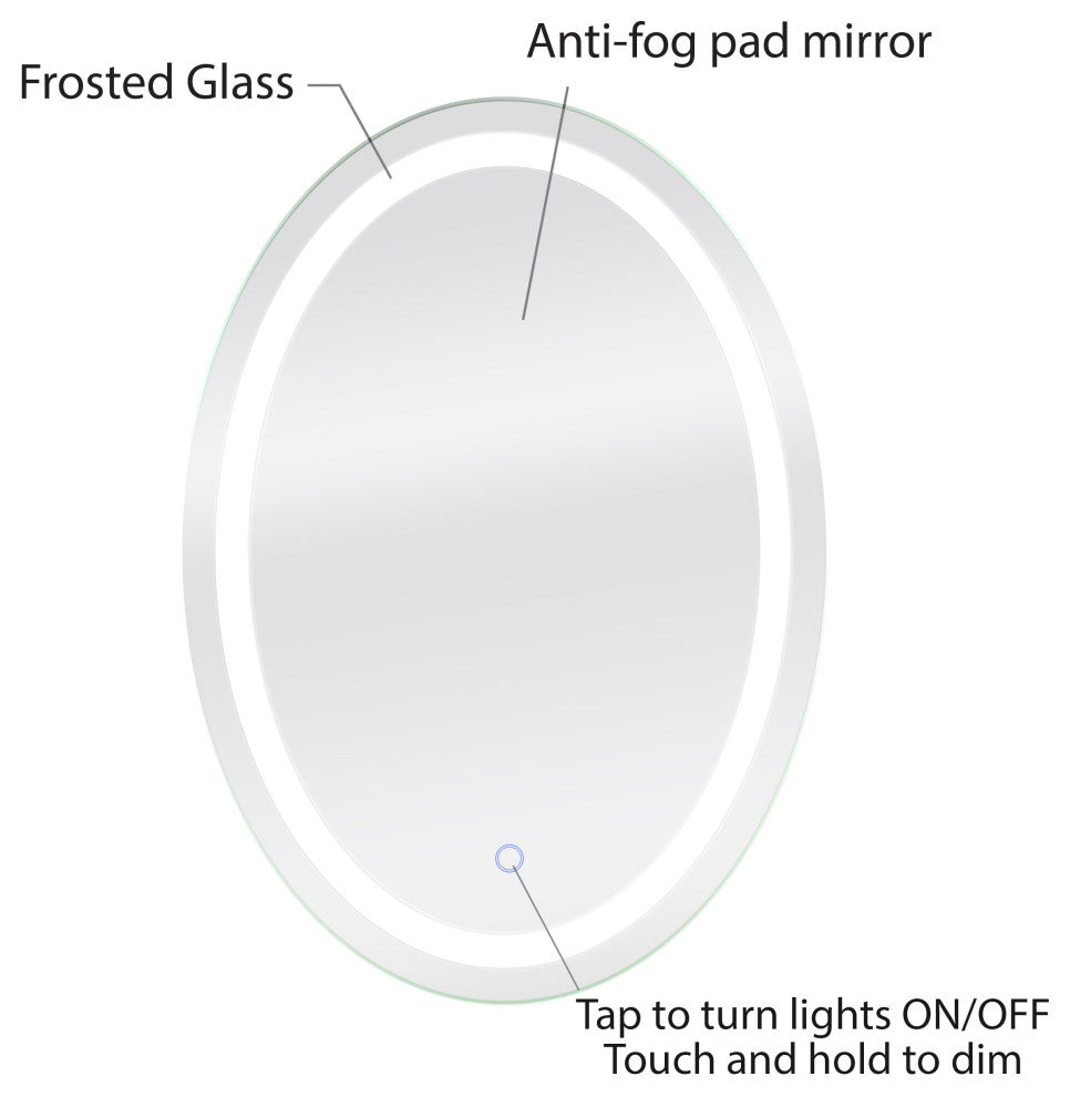 Dyconn Faucet Edison Tri-Color Oval Round Wall Mounted Backlit LED Mirror