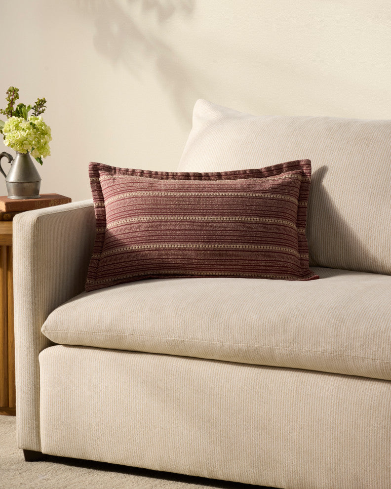 Chris Loves Julia x Loloi Howie Wine / Natural 13'' x 21'' Cover, Poly Pillow