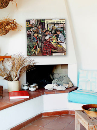 "Grocery Line" Painting Print on Canvas by Stevan Dohanos