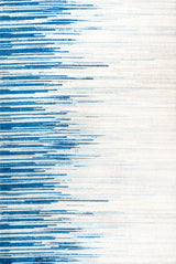 Linear Modern Half-Stripe Area Rug, Blue/Cream, 4 X 6