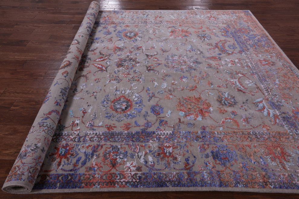 7' 10" X 10' 2" Wool and Silk Hand Knotted Persian Rug Q5879