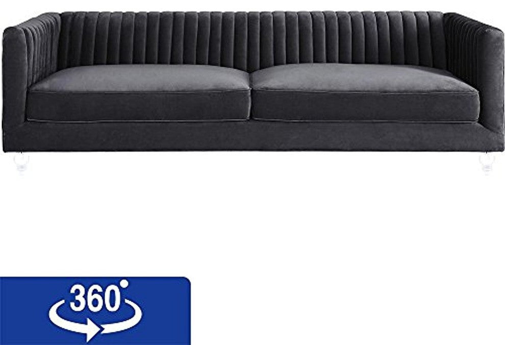 Aviator Grey Velvet Sofa - Grey