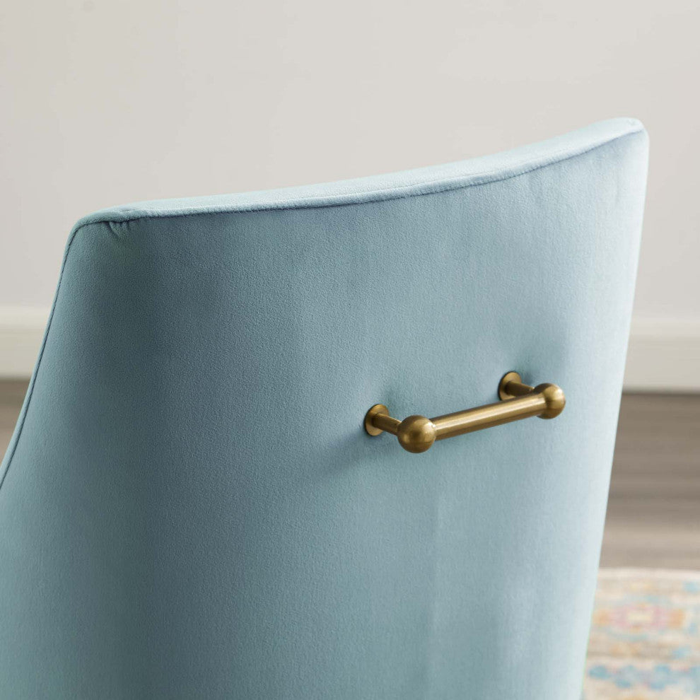 Contemporary Dining Room Side Dining Chair, Velvet Stainless Metal, Light Blue