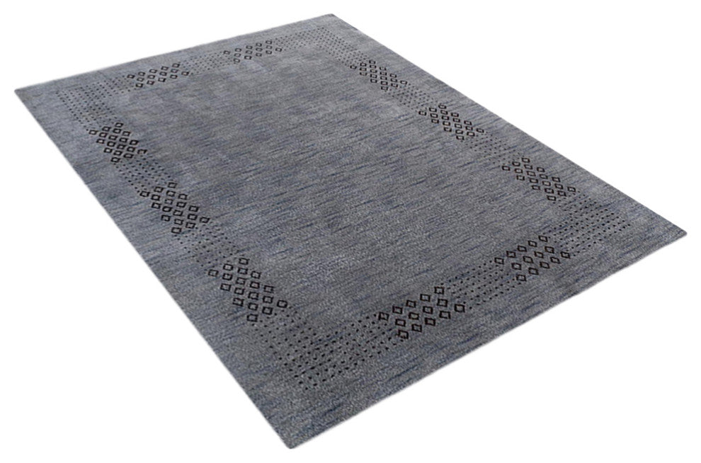 HAND KNOTTED LOOM SILK ECO-FRIENDLY RUGS-6'x9',Rectangle,Light Blue,Contemporary