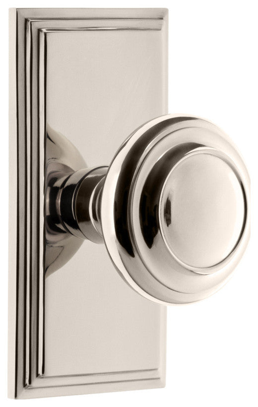Carre Plate Passage, Circulaire Knob, Polished Nickel, 812356