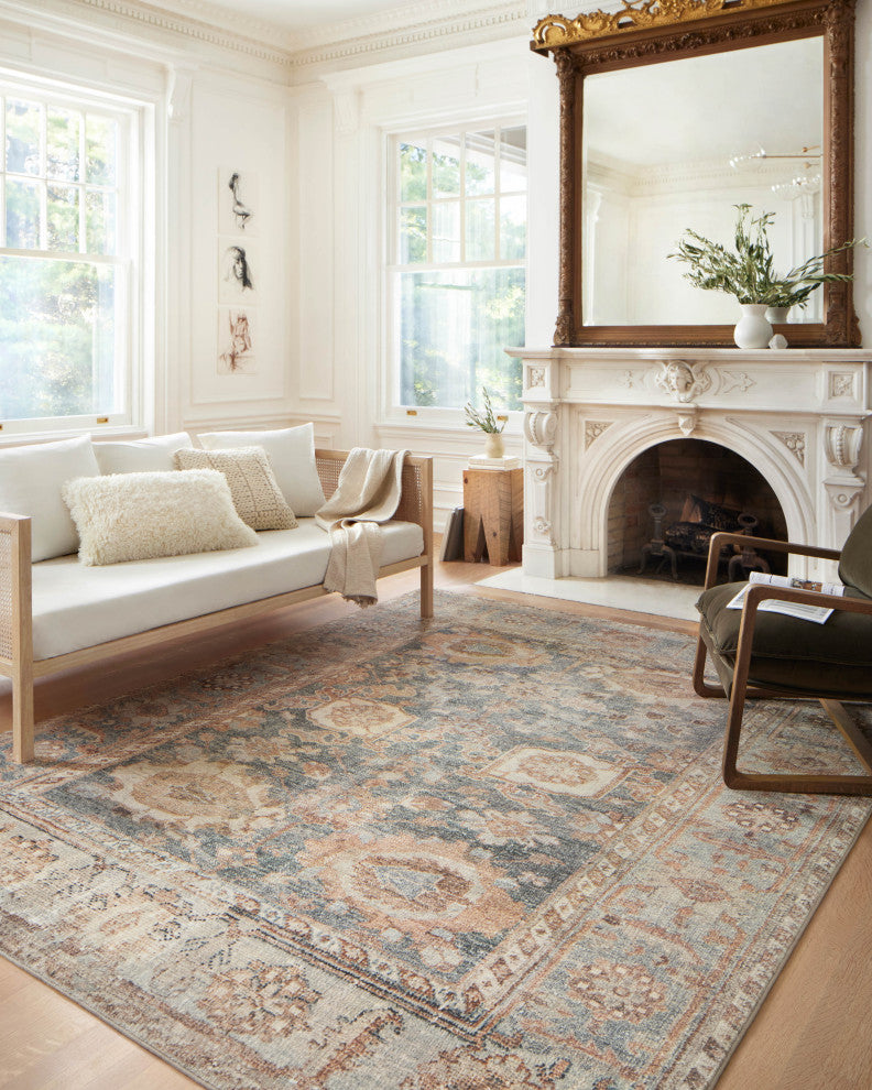 Margot Oriental Ocean/Spice Area Rug, 7'6"x9'6"