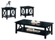 Benzara BM184822 Table Set With X Design On Sides, Pack of Three, Dark Brown