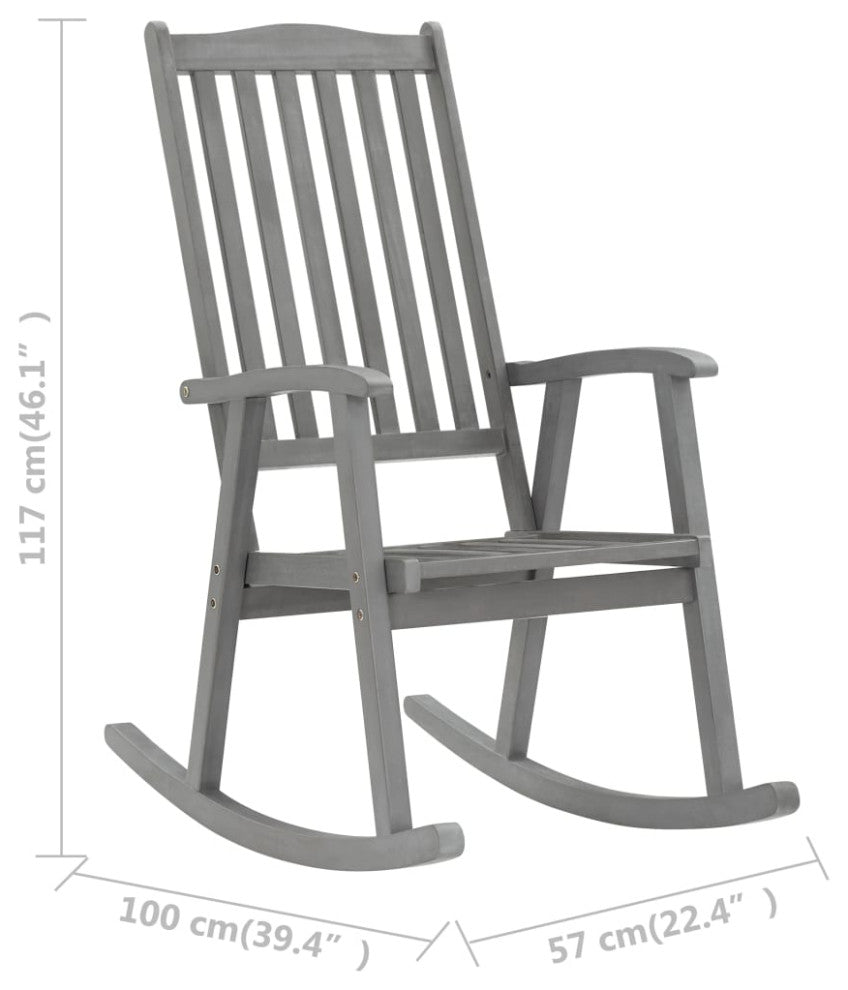 vidaXL Rocking Chair Gray Solid Acacia Wood